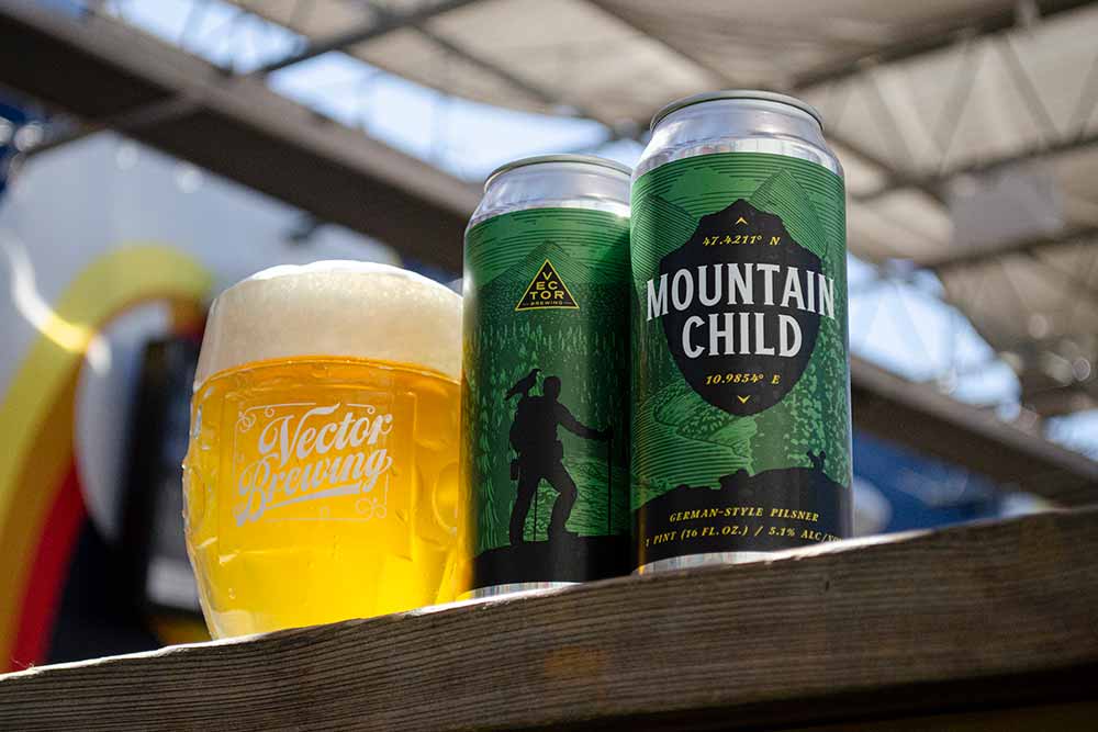 vector brewing mountain child german pilsner