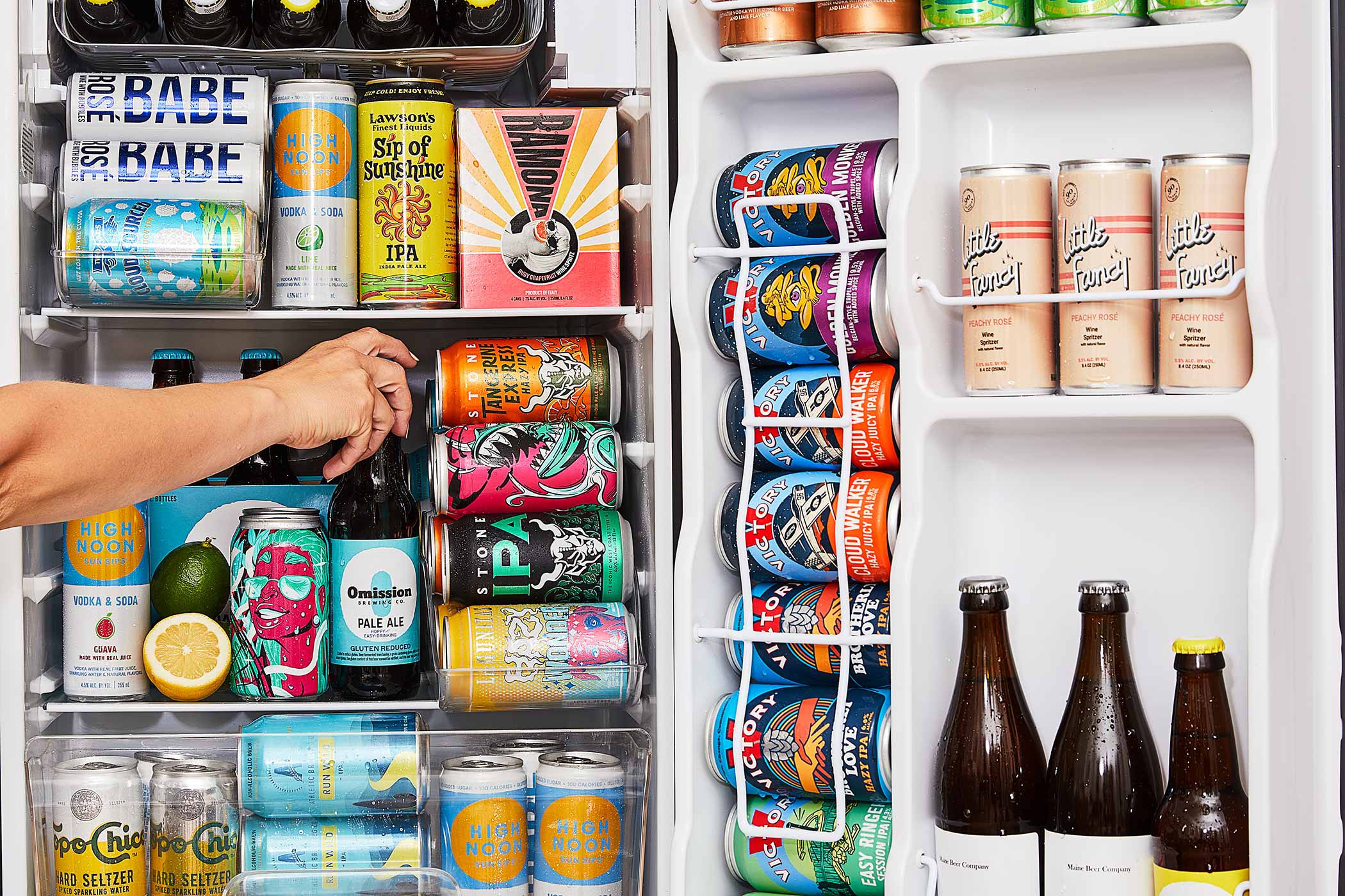 stocked beer fridge