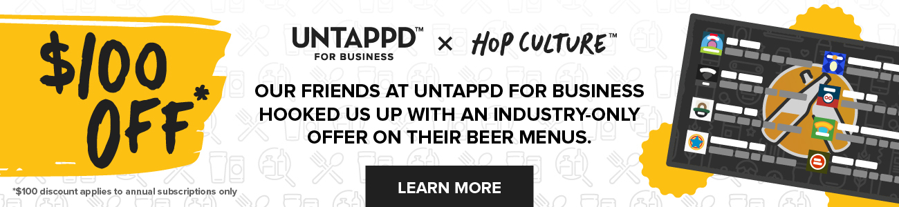 untappd for business x hop culture $100 off promo