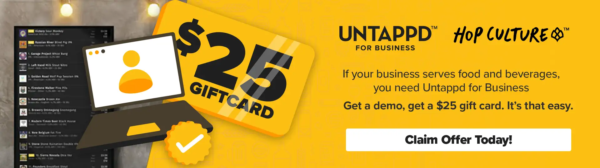 Book a Demo of Untappd for Business, get a $25 gift card